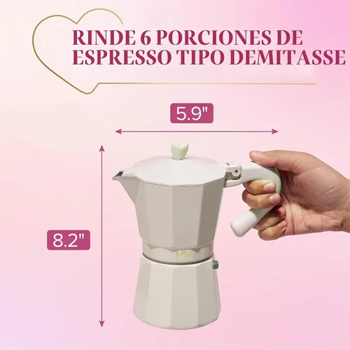 Vista 2 de Paris Hilton Cafetera de café y café para estufa, cafetera de estilo italiano y cubano con emblemática perilla de corazón, perfecta para expreso