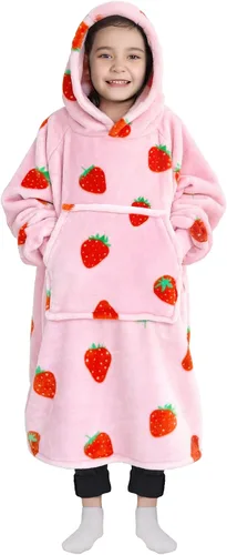 Vista 11 de Waitu - Sudadera tipo manta, para regalar a hombre o mujer, muy cálida y acogedora, gigantesca, con capucha, de gruesa franela, con mangas y un Negro