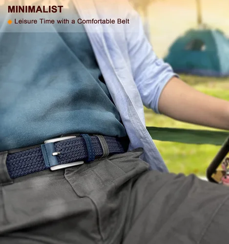 Vista 8 de BULLIANT Cinturón para hombre, paquete de 2 unidades, elástico trenzado para hombre, para golf, caza, pantalones de mezclilla, 1 38 pulgadas