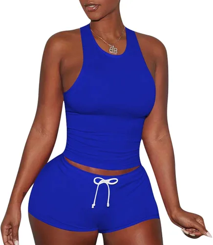 Vista 3 de Conjunto casual de 2 piezas para mujer - Conjunto sexy ombliguera pantalones cortos