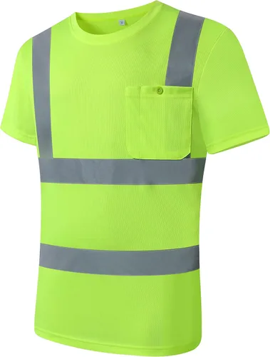 Vista 3 de JKSafety Paquete de 3 prendas de seguridad reflectantes de alta visibilidad Camiseta de trabajo diario color amarillo con tiras retro-reflectantes
