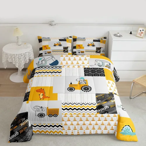Vista 12 de Feelyou Juego de ropa de cama con estampado de aviones para niños y niñas, juego de funda de edredón de microfibra estilo boceto azul y blanco