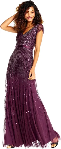 Vista 4 de Adrianna Papell Women's Cap Sleeve Linear Beaded Gown