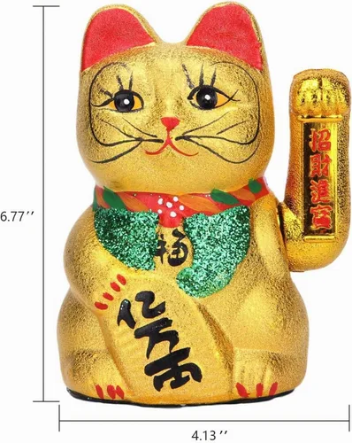 Vista 2 de VanEnjoy Gato de la suerte Fengshui Maneki Neko de cerámica, 17,2 cm