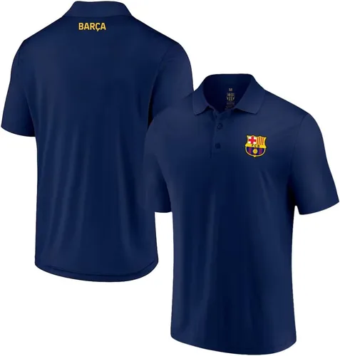 Vista 3 de Icon Sports Officially Licensed Barcelona Embroidered Barça Crest Athletic Fit Short Sleeve Navy Shirt