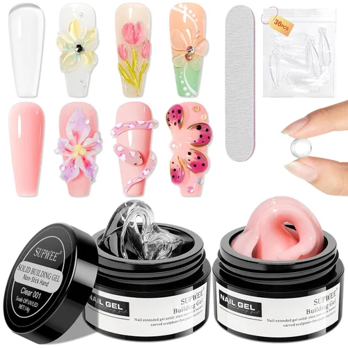 Vista 27 de Gel Constructor Sólido para Uñas - Gel de Arte de Uñas 3D Claro Transparente Antiadherente para Manos para Tallado, Moldeado, Patrones