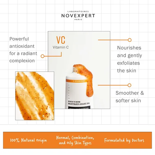 Vista 2 de Novexpert The Expert Exfoliator - Mascarilla y exfoliante 2 en 1 - Tez suave y radiante - Exfolia y nutre la piel - Hipoalergénico - Vegano - Tipos