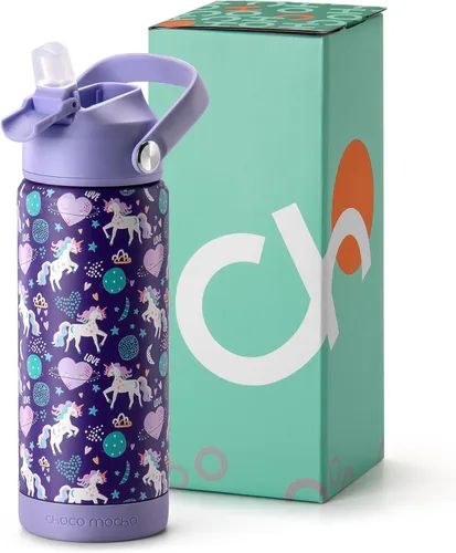 Vista 29 de Botella de Agua Choco Mocha para Niños para la Escuela, Botella de Agua Aislada para Niños de Acero Inoxidable para Niños, 14 Oz Camión Monstruo