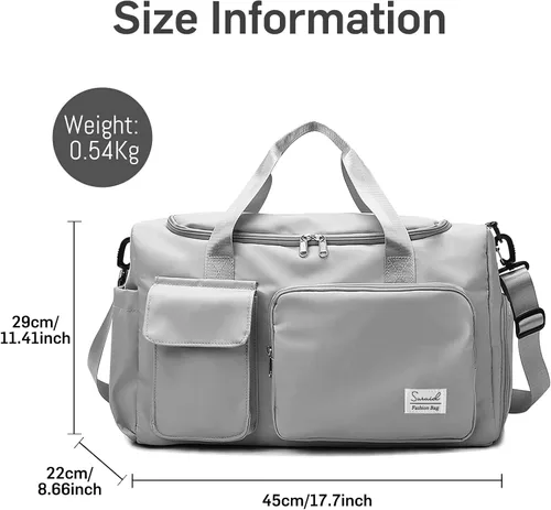 Vista 2 de Bolsa deportiva de gimnasio con compartimento para zapatos, bolsa de viaje con bolsillo separado seco húmedo para hombres y mujeres, bolsa de noche