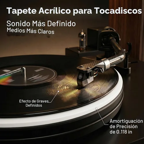 Vista 2 de Alfombrilla acrílica para tocadiscos Slipmat para discos: Alfombrillas deslizantes de vinilo para plato de 12 pulgadas, accesorios para tocadiscos