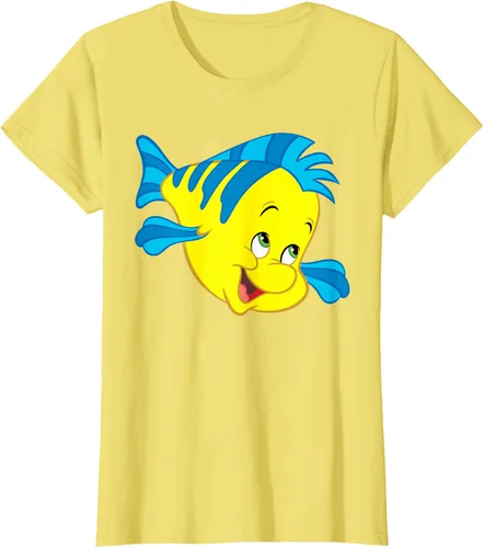 Vista 79 de Disney Camiseta de disfraz de cara grande de la Sirenita Flounder Sidekick