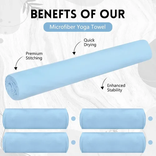 Vista 3 de Breling Paquete de 4 toallas de yoga calientes de 72 x 24 pulgadas, tapete de microfibra antideslizante, absorbente de sudor, suave, tapete esencial