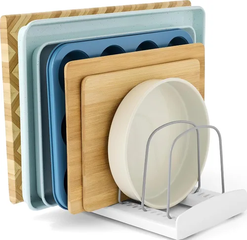 Vista 10 de YouCopia StoreMore Organizador ajustable para tapas de ollas, estándar, blanco
