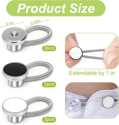 Vista 2 de 9 extensores de cuello de alta calidad para camisas de vestir, pantalones de mezclilla para hombres y mujeres, extensores de botón elásticos
