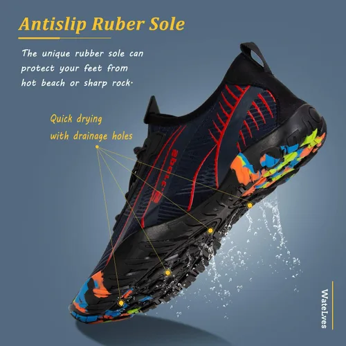 Vista 4 de WateLves - Zapatos de agua para hombres y mujeres, para natación, playa, piscina, surfear, hacer yoga o aeróbico acuático, calcetines para el agua