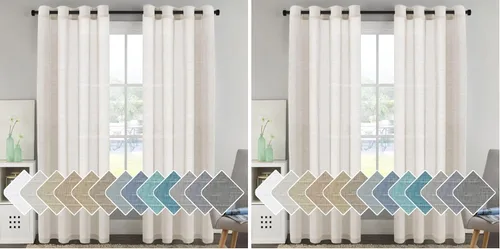 Vista 35 de H.VERSAILTEX Cortinas de lino de mezcla natural para sala de estar/cortinas de lino semitransparentes reductoras de luz de 54 pulgadas de largo
