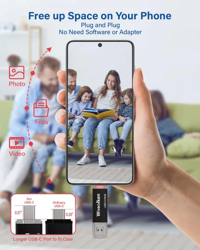Vista 3 de Unidad Flash USB C de 64GB, Wooolken USB 3.0 Unidad Dual Tipo-C Unidad Flash OTG Unidad Thumb Compatible con iPhone 16/15, Smartphone