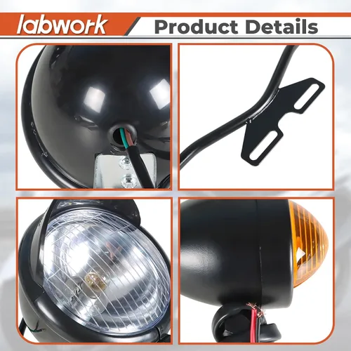 Vista 5 de labwork Barra de luz antiniebla y foco de conducción para motocicleta con soporte intermitente negro