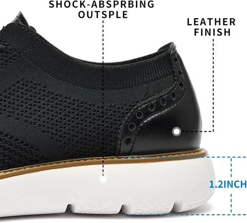 Vista 6 de Zapatos deportivos casuales para hombre, cómodos, de punto, de malla, ligeros, transpirables, formales, Oxford, para negocios
