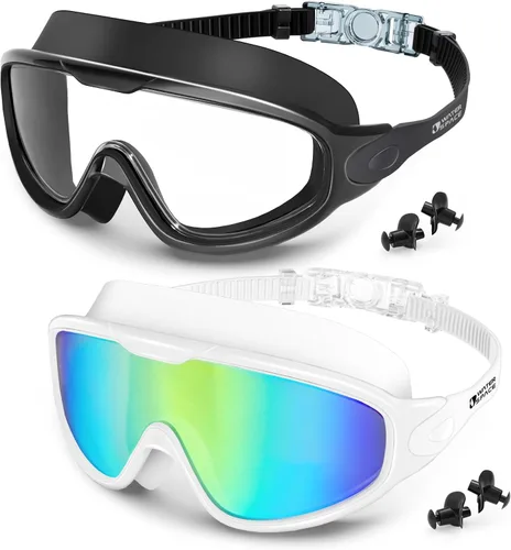 Vista 7 de Swim Goggles 2 Pack for Adult Men Women, Anti-fog UV Protection No Leak 180° Wide View Clear Vision Pool Goggles