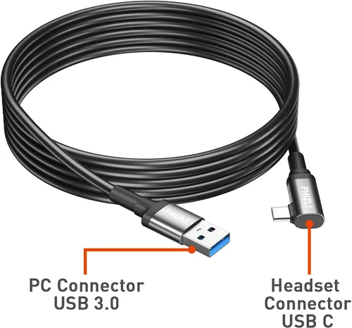 Vista 4 de Cable de enlace de 16 pies, cable de auriculares VR USB 3.0 tipo A a C de alta velocidad de transferencia de datos y cable de carga rápida