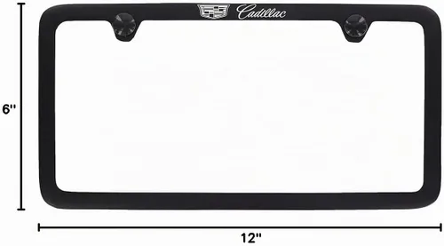 Vista 6 de Cadillac con escudo - Marco de placa de matrícula de metal - Negro recubierto en polvo con cromado expuesto Negro A