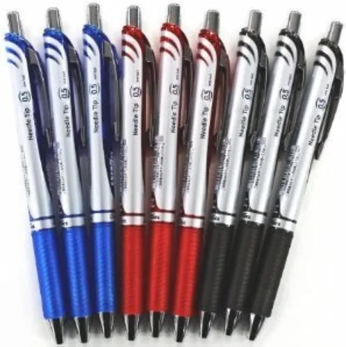 Vista 2 de Pentel Energel Deluxe RTX - Bolígrafo retráctil de gel líquido, 0.020 in, línea fina, punta de aguja, tinta negra, azul y roja, cada 3 bolígrafos