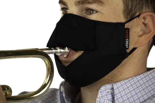 Vista 10 de Gator Cases Double-Layer Face Mask with Magnetized Cotton Flap, Ideal for Wind Instrument Performance; Large (GBOM-LARGEBK)