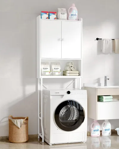 Vista 8 de Kitsure 68.1"H Over Toilet Storage Cabinet, Magnetic Door, Adjustable Shelf Blanco