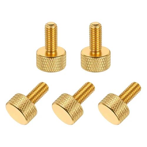 Vista 64 de MECCANIXITY 5 piezas M6x14mm Tornillos de pulgar estriado de cabeza plana, pernos de rosca completa de aleación de aluminio sólido para carcasas