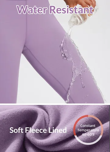 Vista 53 de baleaf Leggings con forro polar para mujer, impermeables, pantalones de senderismo de invierno, mallas térmicas para correr, bolsillos