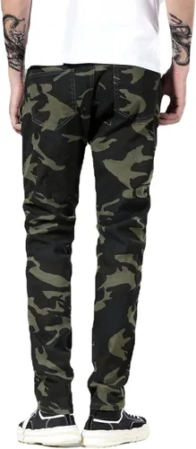 Vista 4 de Liuhond Skinny Slim Fashion - Jeans elásticos de motociclista de Hip Hop con agujeros rectos rasgados