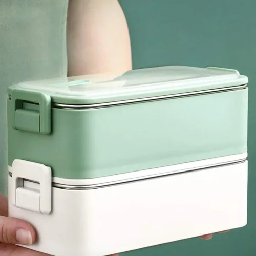 Vista 4 de Hemoton Bento Box - Contenedor de aperitivos apilable de acero inoxidable estilo japonés asiático para preparación de alimentos para el hogar