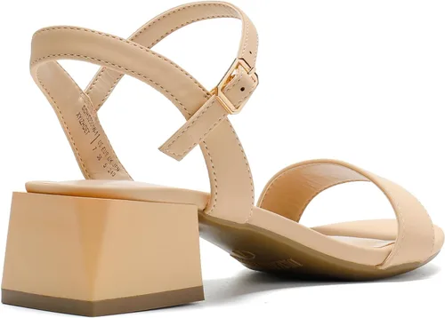 Vista 5 de DREAM PAIRS Zapatos de tacón bajo para mujer con correa de tobillo y puntera abierta clásica, tacón grueso, sandalias de tacón grueso para fiestas