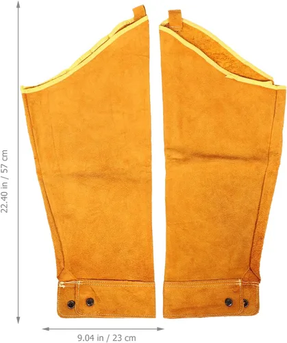 Vista 2 de HOMSFOU Heat Resistant Cowhide Leather Arm Sleeves Welding Protective Oversleeves for Work Safety 1 Pair