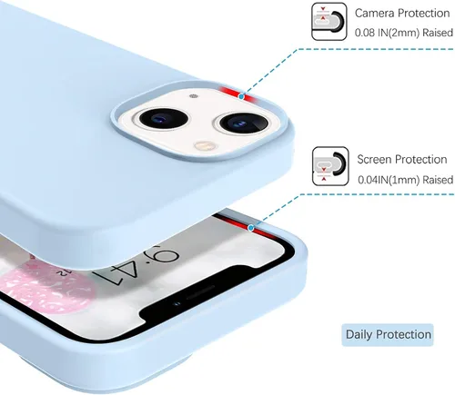 Vista 3 de Telaso Funda compatible con iPhone 13, silicona líquida de gel suave para iPhone 13, funda delgada con forro de microfibra a prueba de golpes, Azul