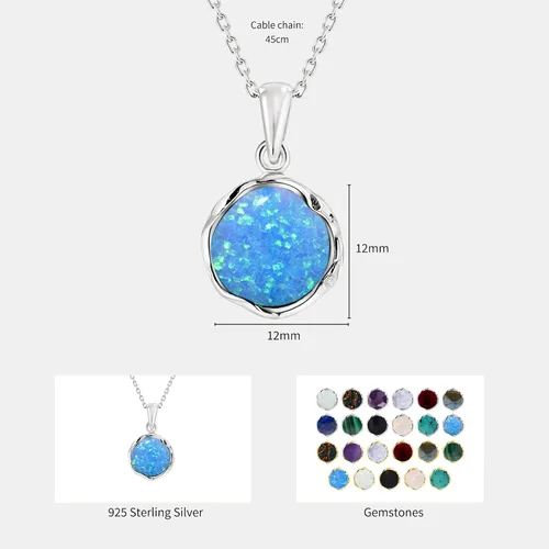Vista 23 de 925 Sterling Silver Gemstone Necklace Women - Gemstone Pendant Necklace Silver- Birthstone Necklace - Silver Jewelry for Women- Minimalist Jewelry