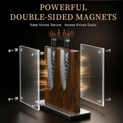 Vista 10 de KEEMAKE Magnetic Kitchen Knife Block Holder with Acrylic Shield