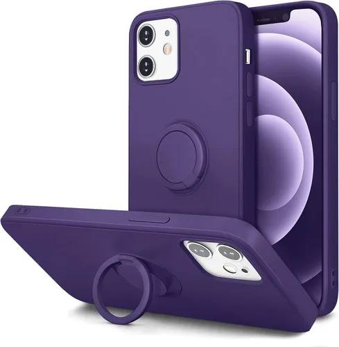 Vista 12 de Funda Hython para iPhone 12 y iPhone 12 Pro con soporte de anillo, soporte magnético giratorio de 360°, funda protectora de goma a prueba de golpes
