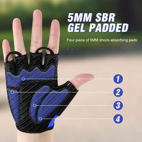 Vista 2 de Guantes de ciclismo para hombres y mujeres con almohadilla antideslizante que absorbe los golpes, peso ligero, ajuste agradable, guantes