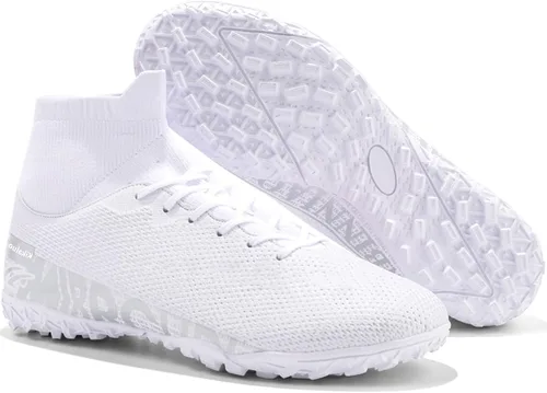 Vista 2 de Botas de fútbol para hombre con tacos altos con cordones, para interiores, firmes, para entrenamiento de césped y fútbol sala