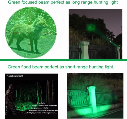 Vista 2 de Linterna LED verde de un solo modo, alcance largo de 150 yardas, alta potencia, visión nocturna, antorcha verde compacta de la linterna