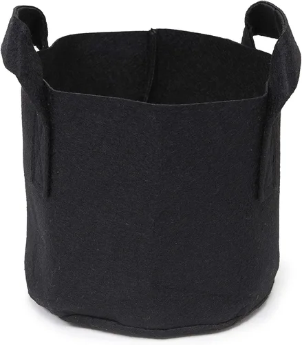 Vista 2 de 247Garden Paquete de 5 Macetas/Bolsas de Cultivo de Tela de Aireación de 1 Galón para Plantas con Asas (260 GSM, Negro, 6H x 7D)