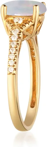 Vista 2 de Gin & Grace Anillo de ópalo etíope natural de oro amarillo de 10 quilates con diamantes reales para mujer, de origen ético, auténtico y orgánico