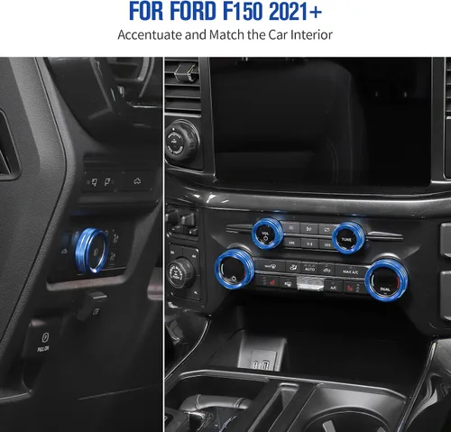 Vista 6 de JeCar Cubierta para perilla del interruptor de consola central, aire acondicionado, faros delanteros y botón de audio, accesorios interiores