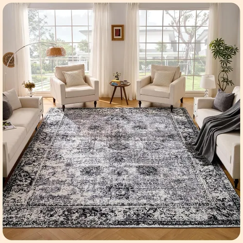 Vista 57 de Istana Alfombra larga antideslizante de 2.5 x 8 para el hogar, para pasillo y cocina, lavable, sedosa y suave al tacto, elegante, color azul y marfil