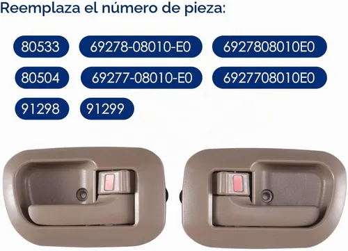 Vista 5 de 1 par de manijas de puerta interiores compatibles con Toyota Sienna 1998 1999 2000 2001 2002 2003, sustituye a OE 80533 80504, marrón