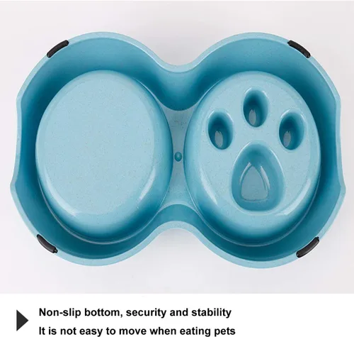 Vista 4 de Tineer Cuenco de acero inoxidable para mascotas de alimentación lenta para Azul