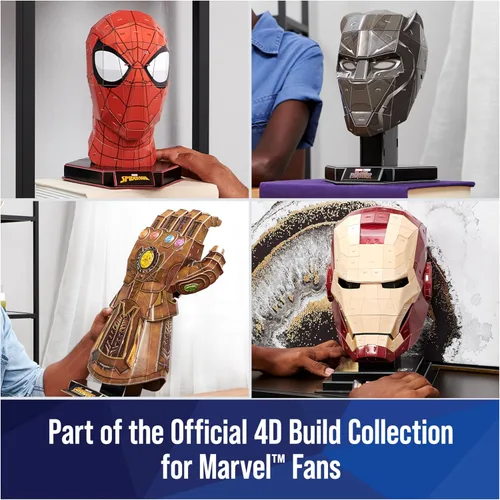 Vista 6 de 4D Build, Marvel Black Panther Kit de modelo de rompecabezas 3D con soporte, 82 piezas, decoración de escritorio Wakanda Forever Black Panther