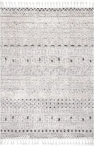 Vista 3 de nuLOOM Talula - Alfombra decorativa con borlas y textura suave, 3 x 5, beige